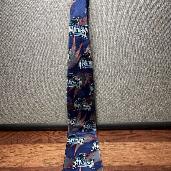 NFL Carolina Panthers Football Men's Logo Design Pattern Silk Neck Tie USA Made - Picture 3 of 4